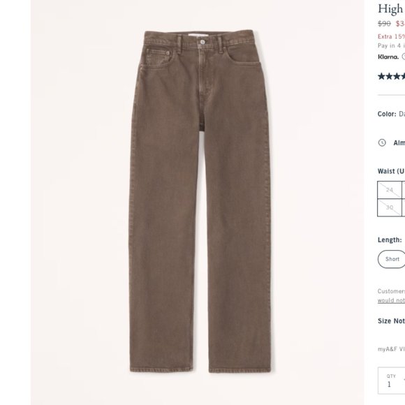 Abercrombie Women's Dark Brown High Rise 90s Relaxed Jean 33 - Picture 2 of 10